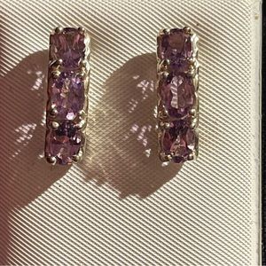 Amethyst Stone. Sterling Silver. Earrings.